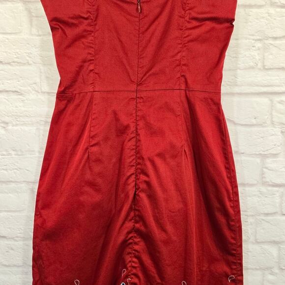 M Aeropostale Vintage Y2K Red Butterfly Floral Print Strap Dress Womens Size 4 - Picture 6 of 8